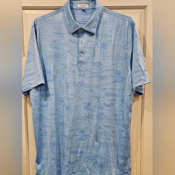 PETER MILLAR POLYESTER GOLF SHIRT HAWAIIN PRINT - Picture 2 of 2